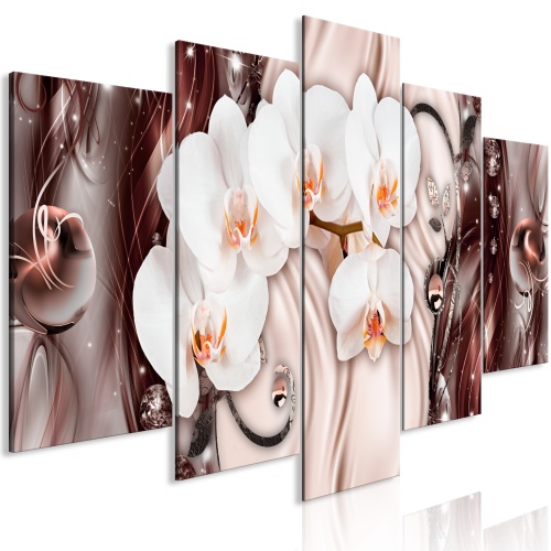 Obraz - Orchid Waterfall (5 Parts) Wide Pink