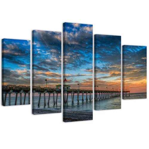 Obraz na plátně pětidílný Molo Sunset Pier