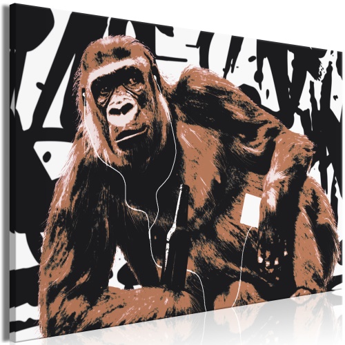 Obraz - Pop Art Monkey (1 Part) Narrow Brown