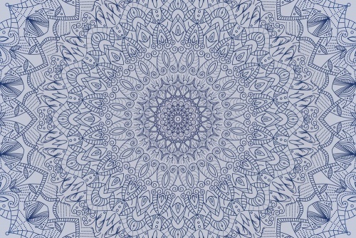 Samolepící tapeta detailní ozdobná Mandala v modré barvě