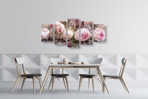 5-dílný obraz slavnostní květinová kompozice růží
