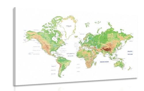 Obraz klasická mapa světa s bílým pozadím