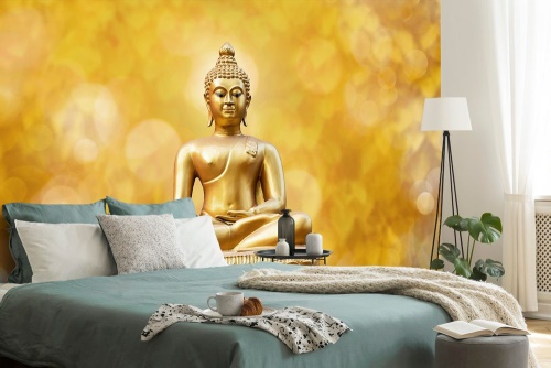 Samolepící tapeta zlatá socha Buddhy