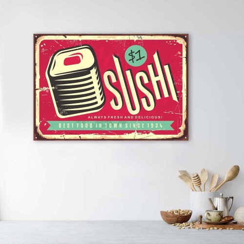 Obraz na plátně Značky Retro plakát Sushi