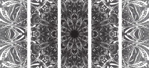 5-dílný obraz černobílá rozeta
