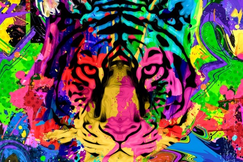 Obraz barevná tygří hlava