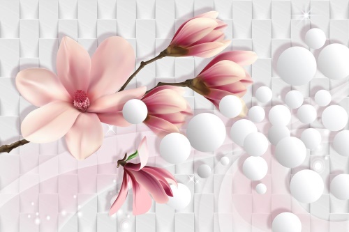Samolepící tapeta magnolie s abstraktními prvky