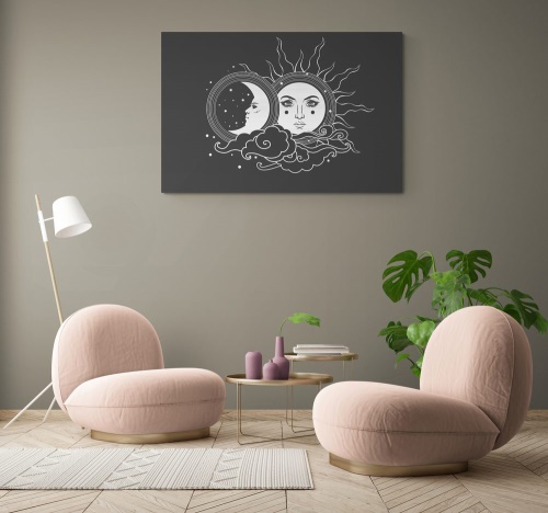 Obraz černobílá harmonie slunce a měsíce