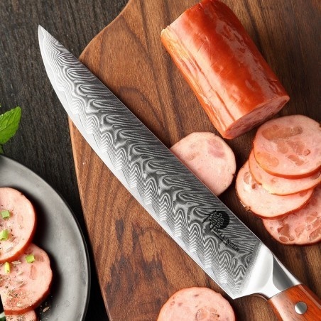 DELLINGER Rose-Wood Damascus nůž plátkovací Carving 8,5" (210mm)