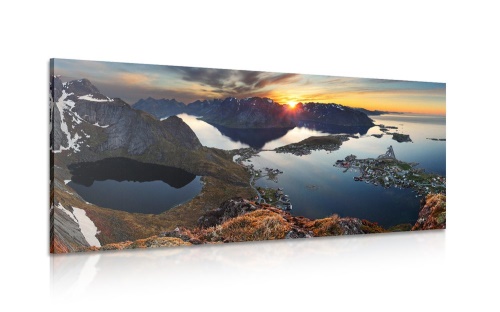 Obraz očarující horská panorama se západem slunce