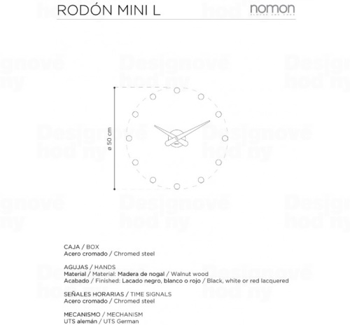 Designové nástěnné hodiny Nomon RODON Mini red 50cm
