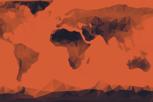 Samolepící tapeta oranžová mapa v polygonálním stylu
