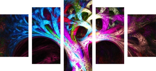 5-dílné obrazy tajemný abstraktní strom