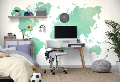 Samolepící tapeta mapa světa v zeleném odstínu