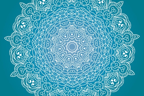 Samolepící tapeta meditační Mandala na modrém pozadí