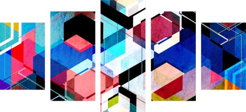 5-dílný obraz abstraktní geometrie