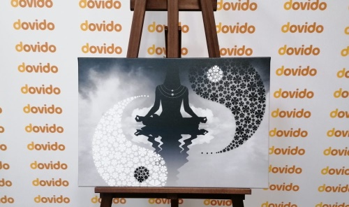 Obraz jin a jang jóga v černobílém provedení