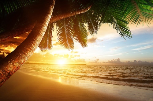 Fototapeta východ slunce na karibské pláži