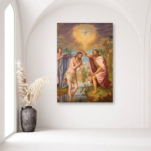 Obraz na plátně ÚVOD Ježíšův křest v řece Jordánu