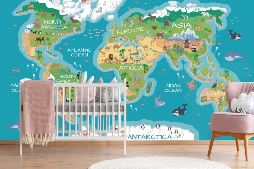 Tapeta zeměpisná mapa světa pro děti