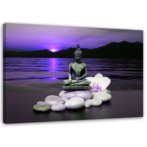 Obraz na plátně Buddha Purple Zen Stone