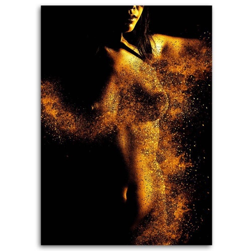 Obraz na plátně Ženský akt ve zlatém prachu