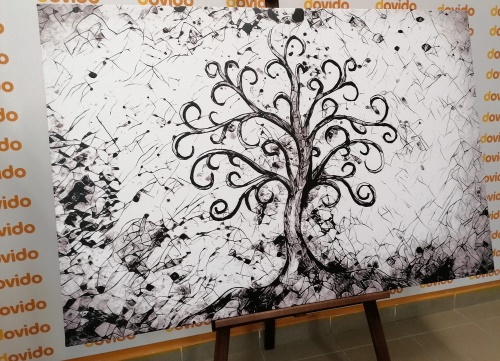 Obraz symbol stromu života v černobílém provedení