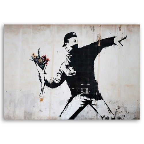 Obraz na plátně Banksy Házení květin street art