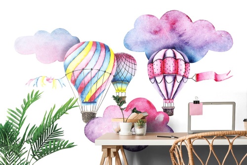 Tapeta barevné balóny v oblacích