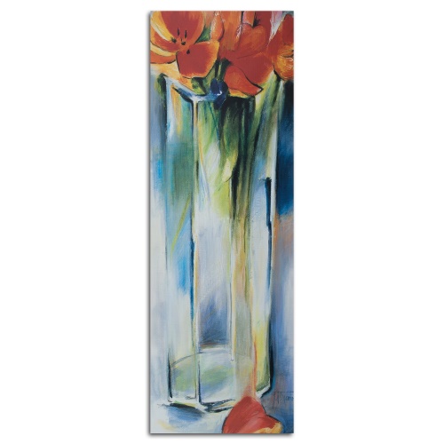 Obraz na plátně Váza s červenými květy