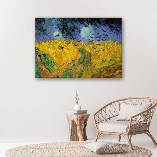 Obraz na plátně REPRODUKCE Pšeničné pole s havrany V. Gogh