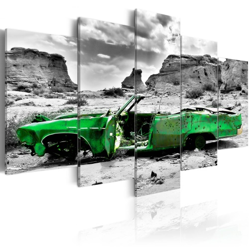 Obraz - Green retro car at Colorado Desert