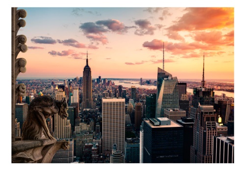 Fototapeta - New York: The skyscrapers and sunset