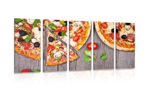 5-dílný obraz pizza