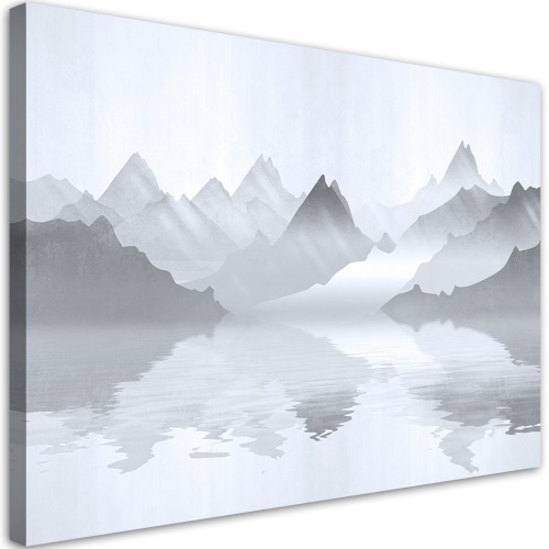 Obraz na plátně, Hory na abstrakci jezera