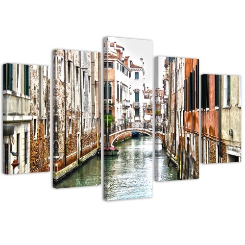 Obraz na plátně pětidílný Benátský kanál Itálie Město