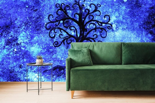Samolepící tapeta strom života na modrém pozadí