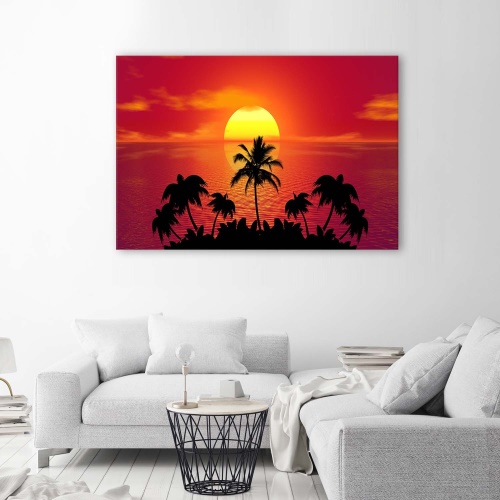 Obraz na plátně, Tropické palmy při západu slunce
