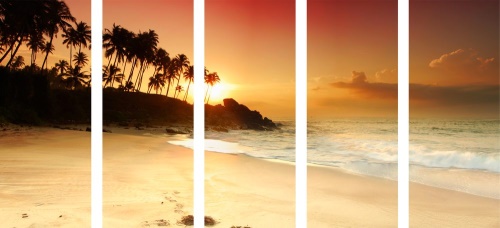 5-dílný obraz západ slunce na Srí Lance
