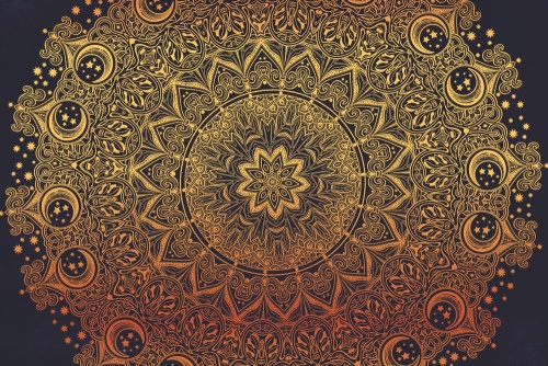 Samolepící tapeta zlatá orientální Mandala