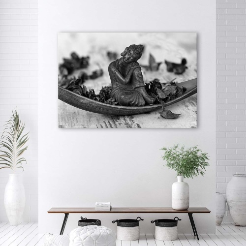 Obraz na plátně Buddha Zen Spa Black and White