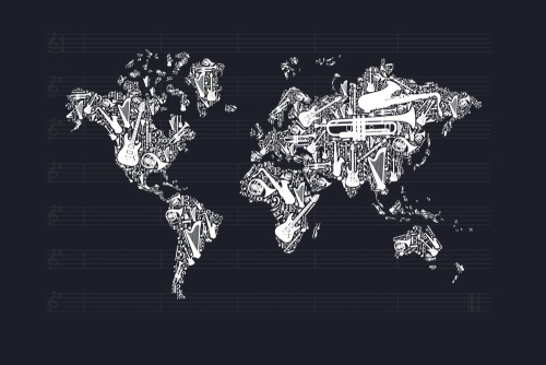 Samolepící tapeta hudební mapa světa