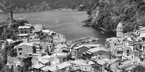 Obraz černobílé pobřeží Itálie
