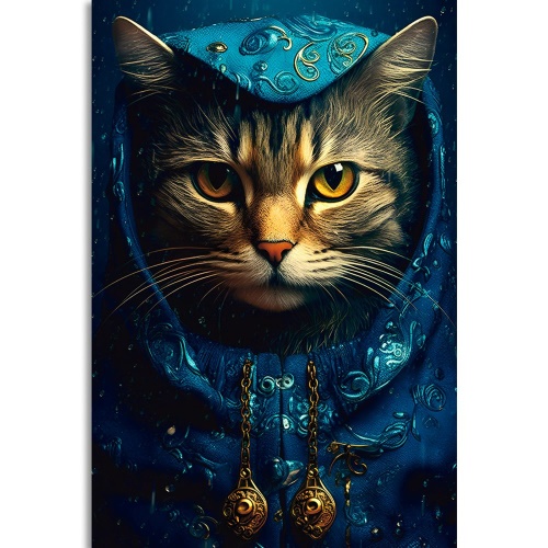 Obraz modro-zlatá kočka