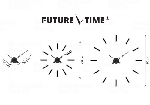 Designové nalepovací hodiny Future Time FT9600TT Modular titanium grey 60cm