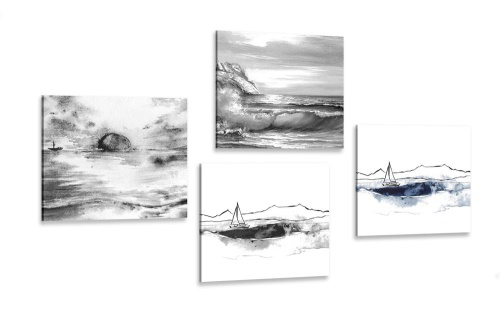 Set obrazů moře v imitaci olejomalby