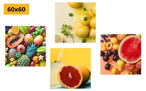 Set obrazů pestré ovoce