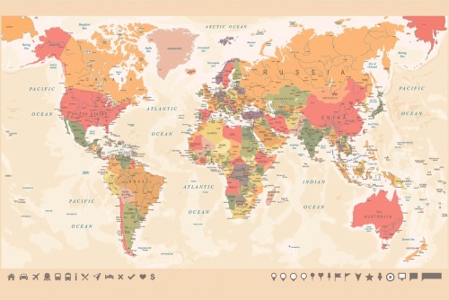 Tapeta detailní mapa světa