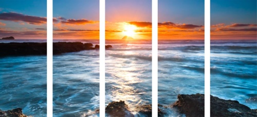 5-dílný obraz romantický západ slunce