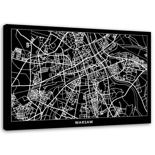 Obraz na plátně Varšava Mapa města